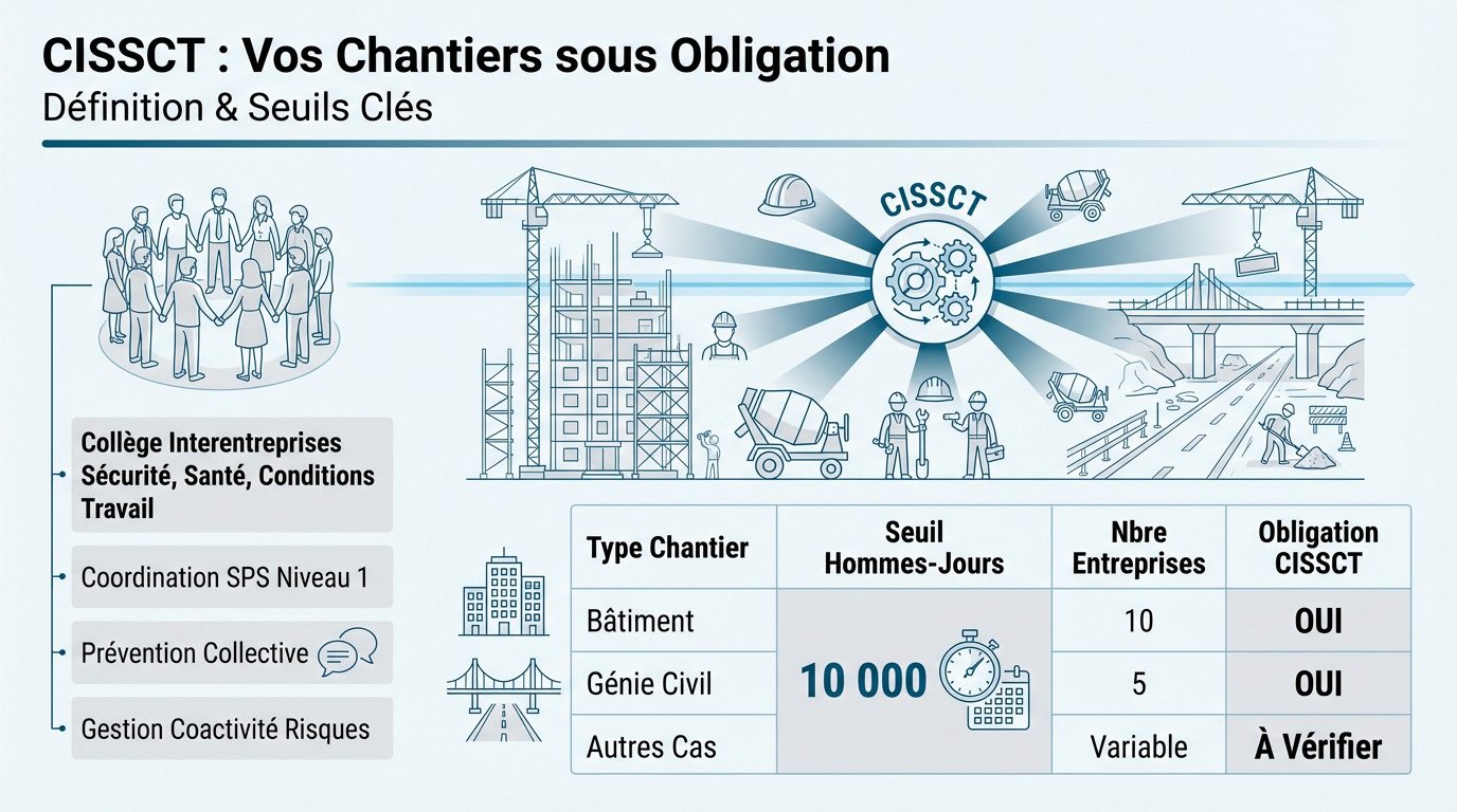 Schéma des obligations réglementaires du CISSCT pour les chantiers BTP
