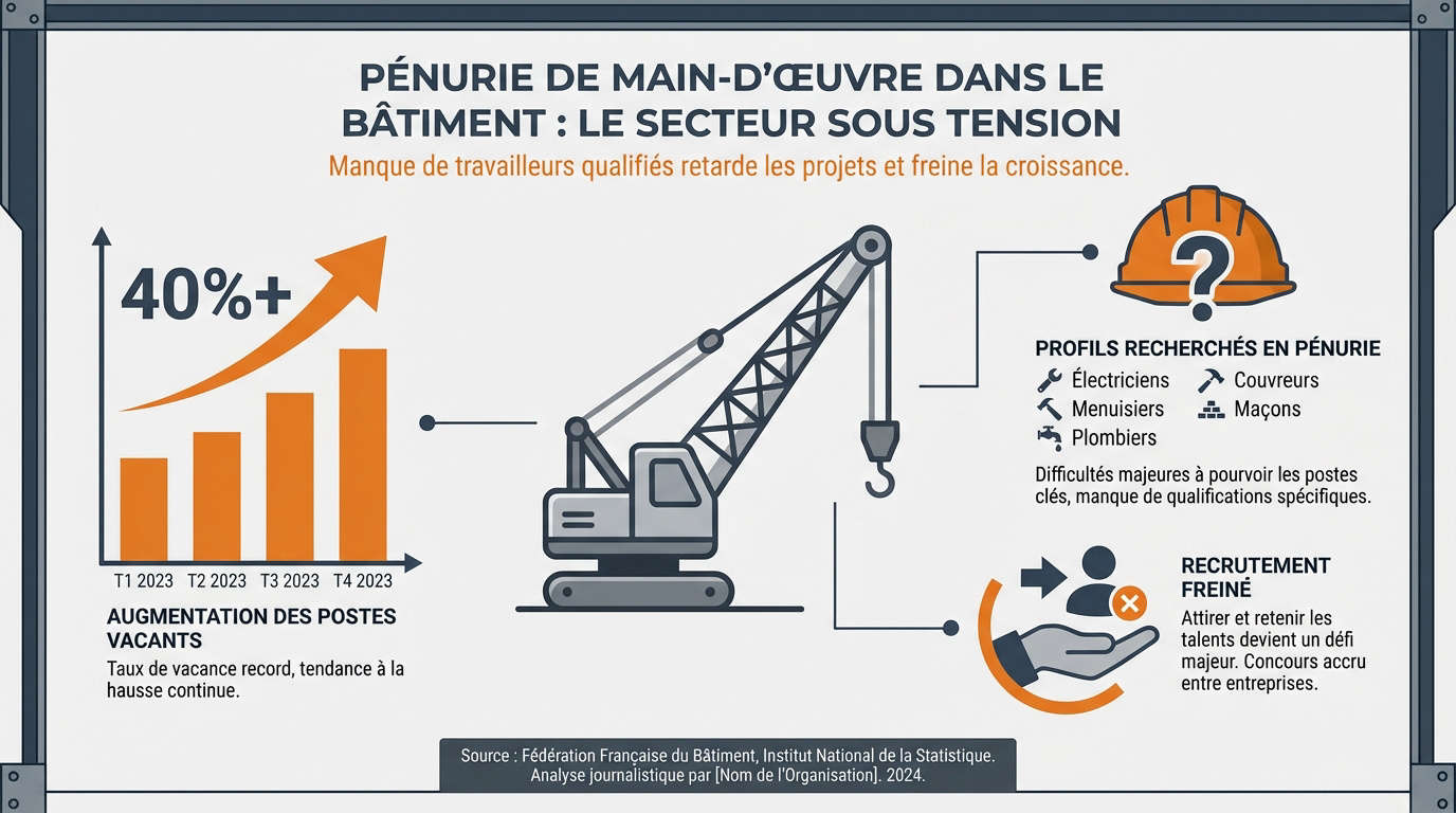 Chantier de construction illustrant la pénurie de main-d'œuvre qualifiée