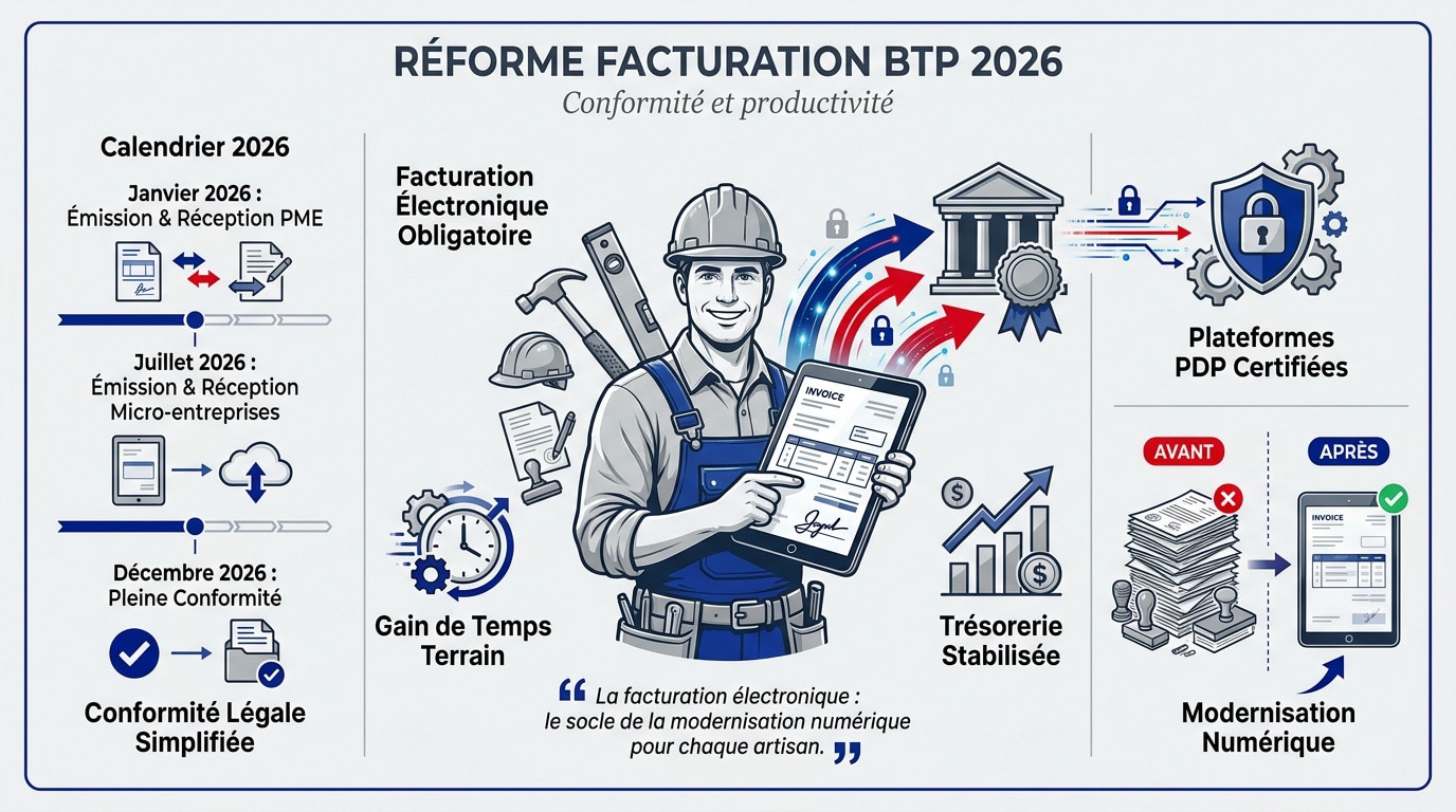 Calendrier de la réforme de la facturation électronique 2026 pour les entreprises du bâtiment